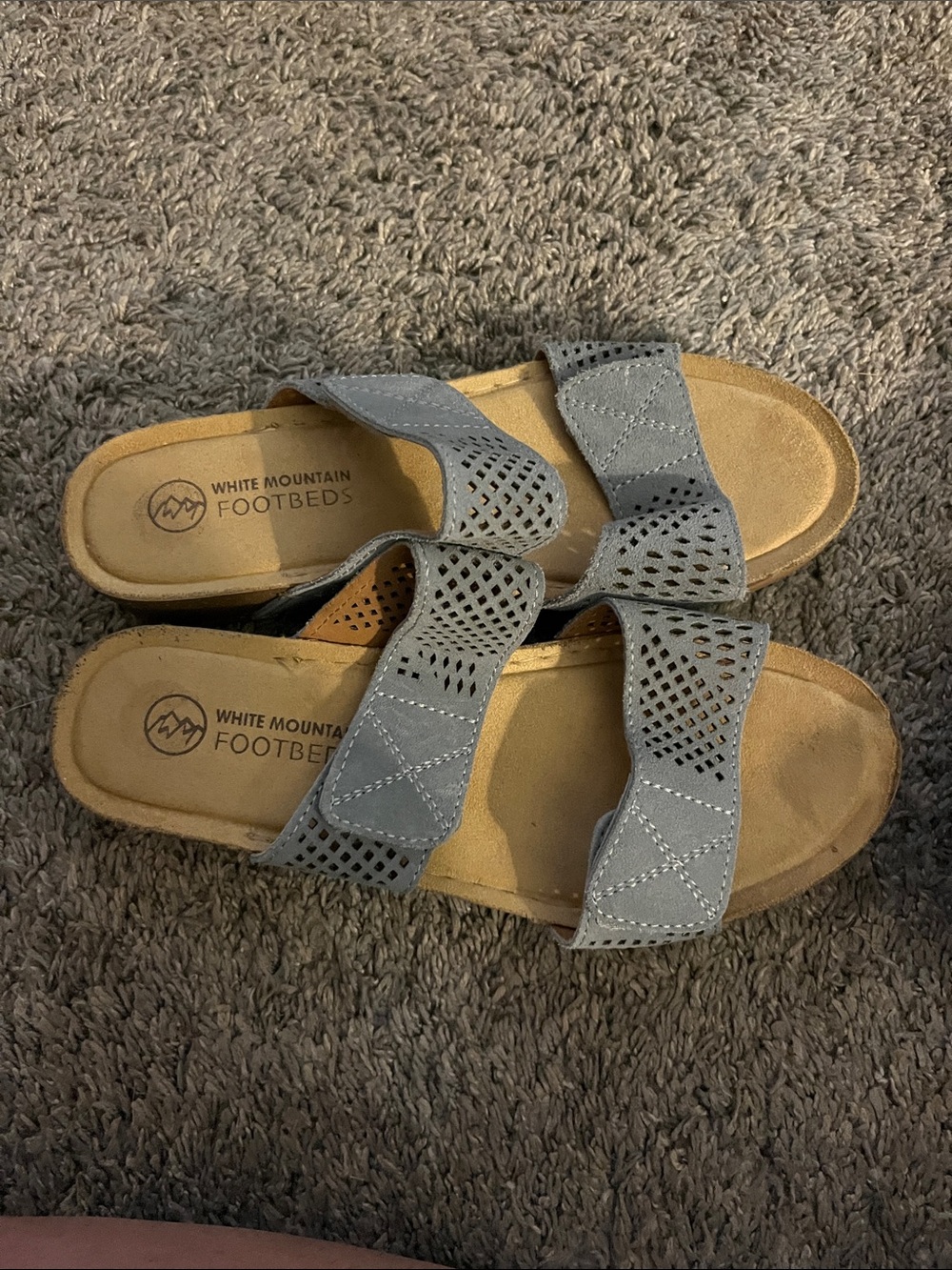White Mountain Women's Gray Dual-Strap Perforated Footbed Sandals
